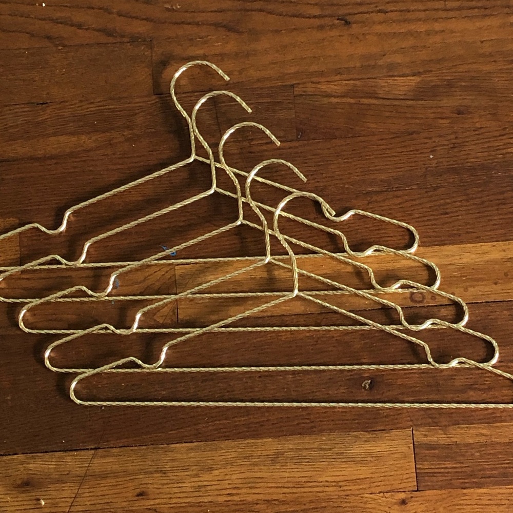 Gold metallic clothing hangers 5 five piece